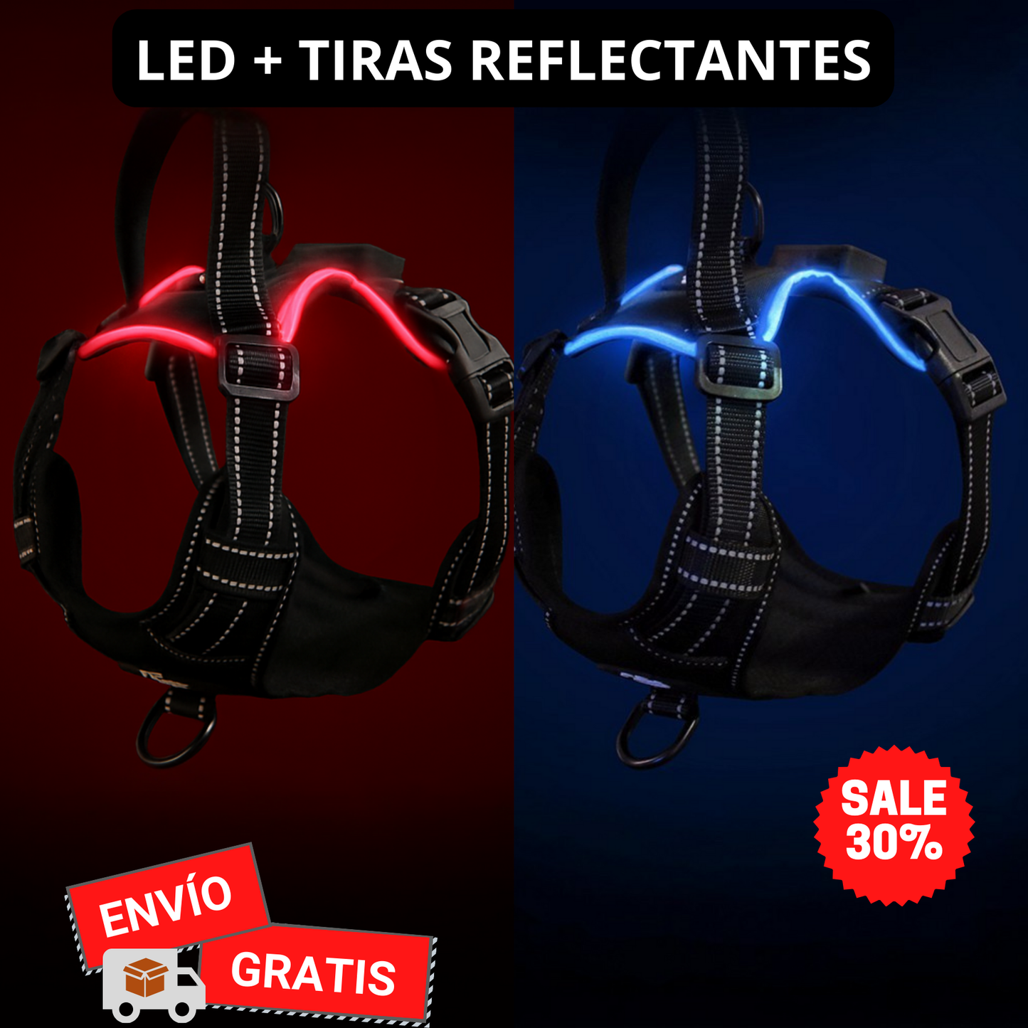 🐕 Arnés LED Antitirones Ergonómico