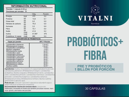 Probioticos y Fibra (Inulina) 30 Caps