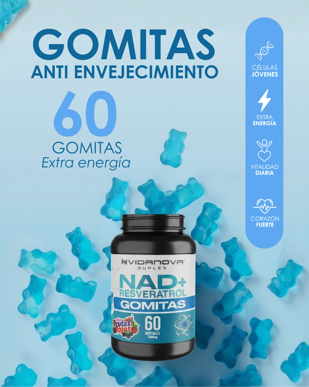 Gomitas NAD+ Resveratrol Vidanova