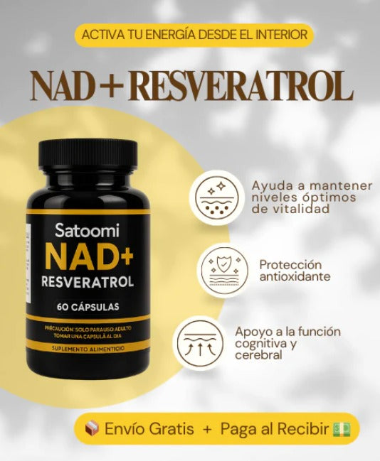 🧬 Resveratrol + NAD™ Satoomi  Salud celular, energía y longevidad en una sola cápsula 💊✨